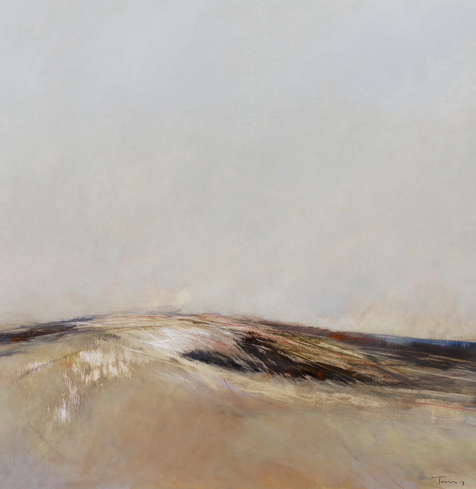 Tom Homewood (Contemporary British), two oils on board, Open landscapes, indistinctly signed and dated '13, 60 x 60cm and 40 x 40cm